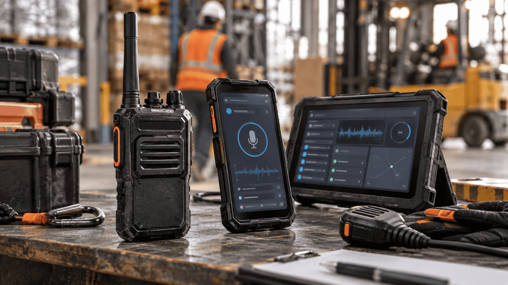 Realistic visual of rugged IoT communication hardware with audio telemetry